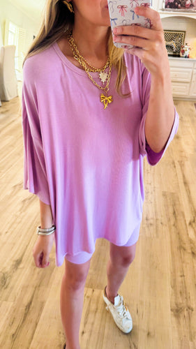 Lilac Pink Babyrib Knit Short Set