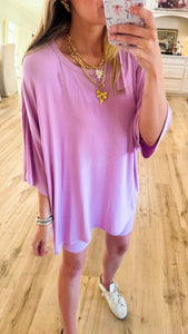 Lilac Pink Babyrib Knit Short Set