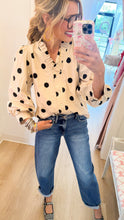 Cream and Black Polka Dot 3/4 Sleeve Top
