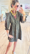 Chocolate Leopard Print Puff Sleeve Mini Dress