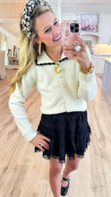 Ivory and Black Contrast Cardigan