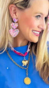 Pink Confetti Heart Earring
