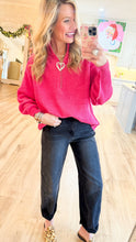 Pink Two Tone Half Zip Sweater