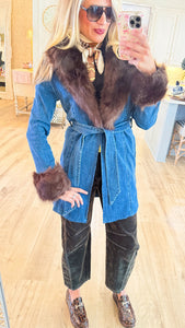 Denim Jacket with Fur