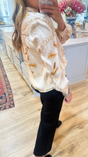 Beige Multi Chain Print Button Down Top
