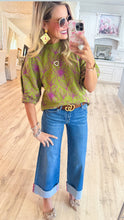 Risen Wide Leg Cuffed Jeans