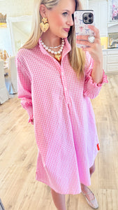 Pink Gingham Mini Dress