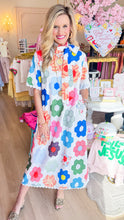 RESTOCK White Multi Floral Scallop Trim Midi Dress