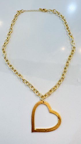 Gold Heart Outline Necklace