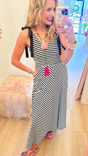 Black Striped Sleeveless Midi Dress