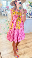 Sister Mary Pink and Yellow Floral Embroidered Midi Dress