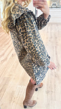 Leopard Oversized Collar Puff Sleeve Dress