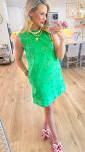 Green 3D Floral Applique Pullover Mini Dress