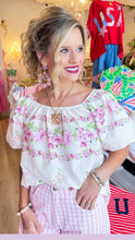 Ivory Floral Bubble Sleeve Top