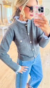 Grey Contrast Cardigan