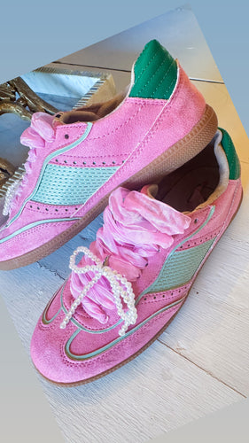 Pink and Green Pearl Charm Sneaker