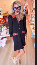 Black Plaid Accent Shift Dress