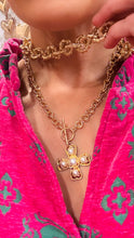 Gold Pearl Cross Necklace
