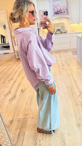 Dusty Lavender Stripe Oversize Top