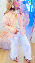 Baby Pink Striped Zip Up Jacket