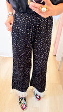 Black Polka Dot Lace Ruffle Hem Pants