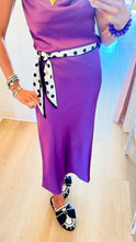 Purple Satin Midi Skirt