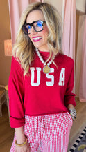 Red USA Cropped Sweater