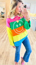 Multi Color Stripe Smiley Face Sweater