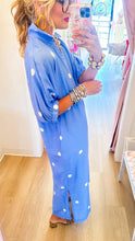 Blue and White Polka Dot Midi Dress