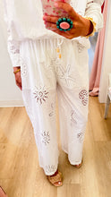 White Ocean Eyelet Pant Set