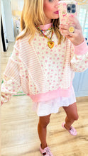 Pink Floral Stripe Oversized Sweatshirt