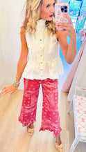 Dusty Rose Paisley Ruffle Hem Pants