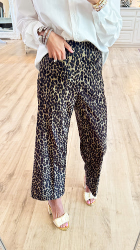 Leopard Wide Leg Velvet Pants