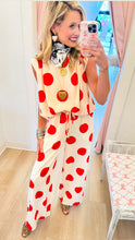 Ecru and Red Polka Dot Pant Set