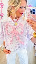 Pink Dainty Floral Ruffle Bow Top