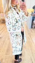 White Multi Print Long Coat