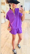 Purple Half Zip Scuba Short Set