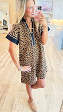 Brown Leopard Contrast Mini Dress