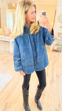 Dark Denim Pleated Detail Jacket