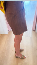 Brown Scallop Accent Trim Shorts