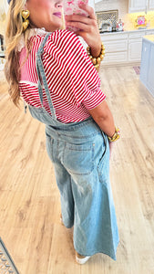 Red Striped Collard Blouse