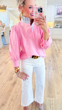 Pink Contrast Ruffle Top