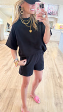 Black Ribbed Short Sleeve Short Set