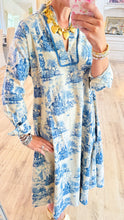 Uncle Frank Blue Toile Midi Dress
