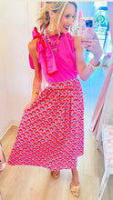 Pink Floral Print Midi Skirt