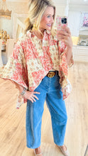 Multi Floral Button Up Poncho Top