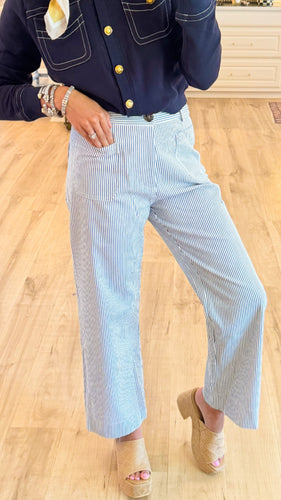 Blue pinstripe Wide Leg Pants