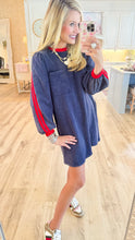 Navy Washed Contrast Sweatshirt Dress