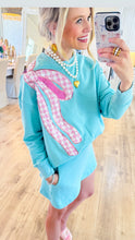 Blue and Pink Gingham Bow Sweatshirt