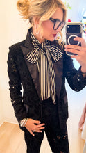Black Velvet Floral Lace Suit Set